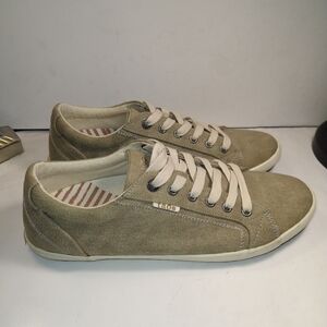 Taos Star Khaki Wash Lace Up Canvas Sneakers Shoes Women's sz 11.